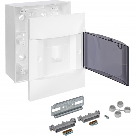 134614 Practibox S Пластиковый щиток Навесной (ЩРн-П) 1X4 Дымчатая дверь Legrand 