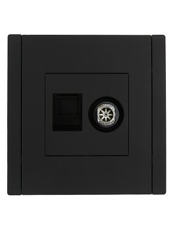 FORTE&PIANO Розетка двойная TV+RJ45 кат.6 FP137 черный IEK FP-AK20-2-K02