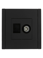 FORTE&PIANO Розетка двойная TV+RJ45 кат.6 FP137 черный IEK FP-AK20-2-K02