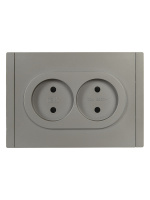 FORTE&PIANO Розетка 2-местная без заземления с защитными шторками безвинтовое крепление 10А FP525 сталь IEK FP-R23-10-1-K46