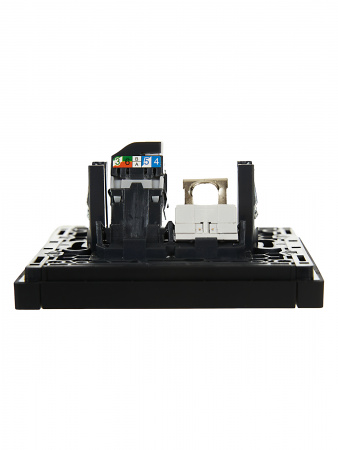 FORTE&PIANO Розетка двойная RJ11+RJ45 кат.5E FP135 черный IEK FP-KT20-O-1-K02