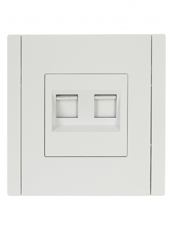 FORTE&PIANO Розетка двойная RJ11+RJ45 кат.5E FP235 белый IEK FP-KT20-O-1-K01