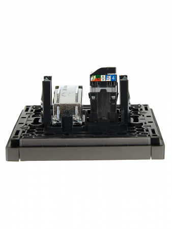 FORTE&PIANO Розетка двойная TV+RJ45 кат.5E FP536 сталь IEK FP-AK20-1-K46