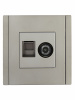 FORTE&PIANO Розетка двойная TV+RJ45 кат.5E FP536 сталь IEK FP-AK20-1-K46