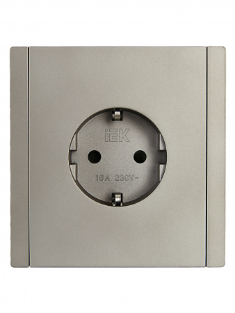 FORTE&PIANO Розетка 1-местная с заземлением с защитными шторками винтовое крепление 16А FP515 сталь IEK FP-R14-16-K46