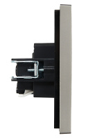 FORTE&PIANO Розетка 1-местная с заземлением с защитными шторками безвинтовое крепление 16А FP513 сталь IEK FP-R14-16-1-K46