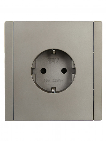 FORTE&PIANO Розетка 1-местная с заземлением с защитными шторками безвинтовое крепление 16А FP513 сталь IEK FP-R14-16-1-K46