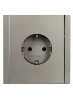 FORTE&PIANO Розетка 1-местная с заземлением с защитными шторками безвинтовое крепление 16А FP513 сталь IEK FP-R14-16-1-K46