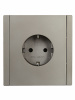 FORTE&PIANO Розетка 1-местная с заземлением с защитными шторками безвинтовое крепление 16А FP513 сталь IEK FP-R14-16-1-K46