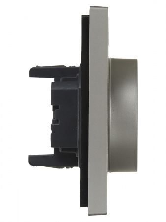 FORTE&PIANO Розетка 2-местная с заземлением без защитных шторок безвинтовое крепление 16А FP524 сталь IEK FP-R21-16-1-K46