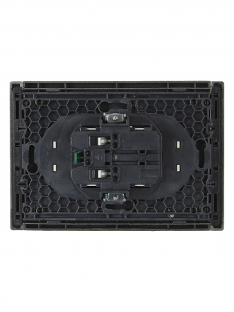 FORTE&PIANO Розетка 2-местная с заземлением без защитных шторок безвинтовое крепление 16А FP524 сталь IEK FP-R21-16-1-K46