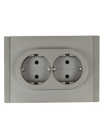 FORTE&PIANO Розетка 2-местная с заземлением без защитных шторок безвинтовое крепление 16А FP524 сталь IEK FP-R21-16-1-K46