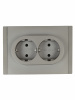 FORTE&PIANO Розетка 2-местная с заземлением без защитных шторок безвинтовое крепление 16А FP524 сталь IEK FP-R21-16-1-K46