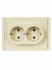 FORTE&PIANO Розетка 2-местная с заземлением без защитных шторок безвинтовое крепление 16А FP424 ваниль IEK FP-R21-16-1-K10