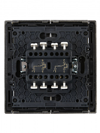 FORTE&PIANO Выключатель 2-клавишный проходной с индикацией 10А FP508 сталь IEK FP-V22-1-10-1-K46