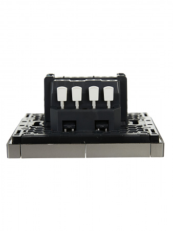 FORTE&PIANO Выключатель 2-клавишный проходной с индикацией 10А FP508 сталь IEK FP-V22-1-10-1-K46