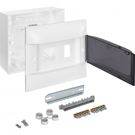 Practibox S Пластиковый щиток Навесной (ЩРн-П) 1X8 Дымчатая дверь Legrand 134618