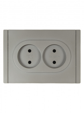 FORTE&PIANO Розетка 2-местная без заземления без защитных шторок безвинтовое крепление 10А FP526 сталь IEK FP-R20-10-1-K46