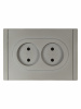 FORTE&PIANO Розетка 2-местная без заземления без защитных шторок безвинтовое крепление 10А FP526 сталь IEK FP-R20-10-1-K46