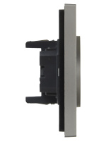 FORTE&PIANO Розетка 2-местная без заземления без защитных шторок безвинтовое крепление 10А FP526 сталь IEK FP-R20-10-1-K46