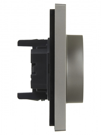 FORTE&PIANO Розетка 2-местная с заземлением с защитными шторками безвинтовое крепление 16А FP523 сталь IEK FP-R24-16-1-K46