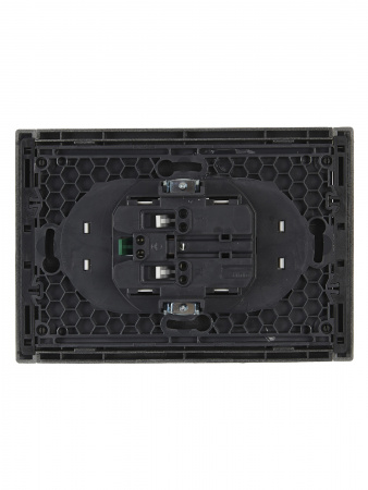 FORTE&PIANO Розетка 2-местная с заземлением с защитными шторками безвинтовое крепление 16А FP523 сталь IEK FP-R24-16-1-K46