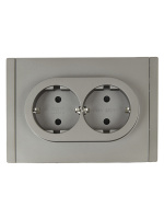 FORTE&PIANO Розетка 2-местная с заземлением с защитными шторками безвинтовое крепление 16А FP523 сталь IEK FP-R24-16-1-K46