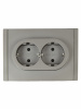 FORTE&PIANO Розетка 2-местная с заземлением с защитными шторками безвинтовое крепление 16А FP523 сталь IEK FP-R24-16-1-K46