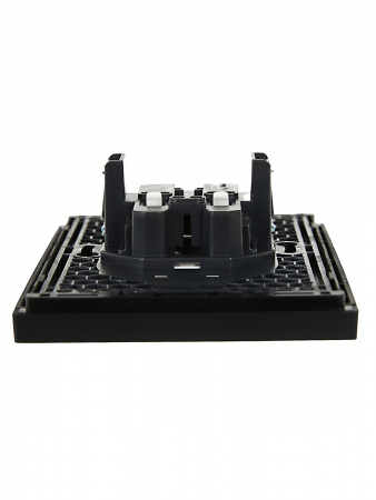 FORTE&PIANO Розетка 2-местная без заземления с защитными шторками безвинтовое крепление 10А FP125 черный IEK FP-R23-10-1-K02