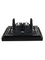 FORTE&PIANO Розетка 2-местная без заземления с защитными шторками безвинтовое крепление 10А FP125 черный IEK FP-R23-10-1-K02