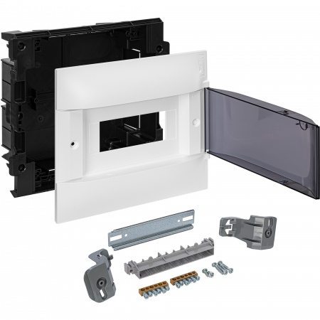 Practibox S Пластиковый щиток Встраиваемый (ЩРв-П) 1X8 Дымчатая дверь Legrand 134558