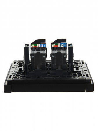 FORTE&PIANO Розетка компьютерная двойная RJ45 кат.5E FP133 черный IEK FP-K20-1-K02