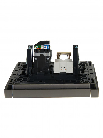 FORTE&PIANO Розетка двойная RJ11+RJ45 кат.5E FP535 сталь IEK FP-KT20-O-1-K46