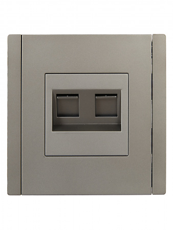 FORTE&PIANO Розетка двойная RJ11+RJ45 кат.5E FP535 сталь IEK FP-KT20-O-1-K46