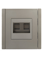 FORTE&PIANO Розетка двойная RJ11+RJ45 кат.5E FP535 сталь IEK FP-KT20-O-1-K46