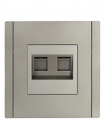 FORTE&PIANO Розетка компьютерная двойная RJ45 кат.5E FP533 сталь IEK FP-K20-1-K46