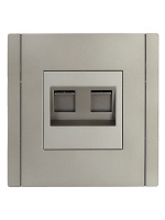 FORTE&PIANO Розетка компьютерная двойная RJ45 кат.5E FP533 сталь IEK FP-K20-1-K46