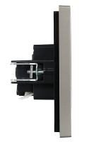 FORTE&PIANO Розетка 1-местная с заземлением без защитных шторок безвинтовое крепление 16А FP514 сталь IEK FP-R11-16-1-K46