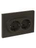 FORTE&PIANO Розетка 2-местная с заземлением с защитными шторками безвинтовое крепление 16А FP323 серый IEK FP-R24-16-1-K03