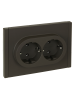 FORTE&PIANO Розетка 2-местная с заземлением без защитных шторок безвинтовое крепление 16А FP324 серый IEK FP-R21-16-1-K03
