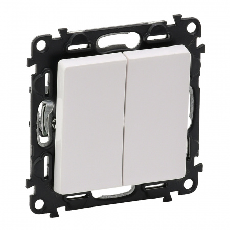 Valena LIFE Выключатель двухклавишный 10А 250В с лицевой панелью Безвинтовые зажимы Белый Legrand 752405