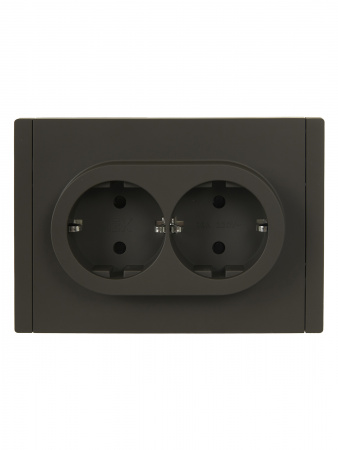 FORTE&PIANO Розетка 2-местная с заземлением с защитными шторками безвинтовое крепление 16А FP323 серый IEK FP-R24-16-1-K03