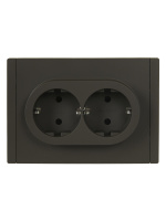 FORTE&PIANO Розетка 2-местная с заземлением с защитными шторками безвинтовое крепление 16А FP323 серый IEK FP-R24-16-1-K03