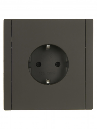 FORTE&PIANO Розетка 1-местная с заземлением с защитными шторками безвинтовое крепление 16А FP313 серый IEK FP-R14-16-1-K03