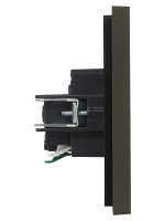 FORTE&PIANO Розетка 1-местная с заземлением с защитными шторками безвинтовое крепление 16А FP313 серый IEK FP-R14-16-1-K03