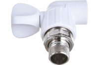 9910022012 Кран для радиатора угловой 20х1/2' полипропиленовый PPR белый Политэк 