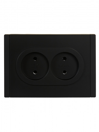 FORTE&PIANO Розетка 2-местная без заземления без защитных шторок безвинтовое крепление 10А FP126 черный IEK FP-R20-10-1-K02