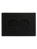 FORTE&PIANO Розетка 2-местная без заземления без защитных шторок безвинтовое крепление 10А FP126 черный IEK FP-R20-10-1-K02