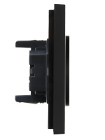 FORTE&PIANO Розетка 2-местная без заземления без защитных шторок безвинтовое крепление 10А FP126 черный IEK FP-R20-10-1-K02