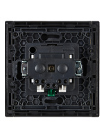 FORTE&PIANO Розетка 1-местная с заземлением с защитными шторками безвинтовое крепление 16А FP113 черный IEK FP-R14-16-1-K02